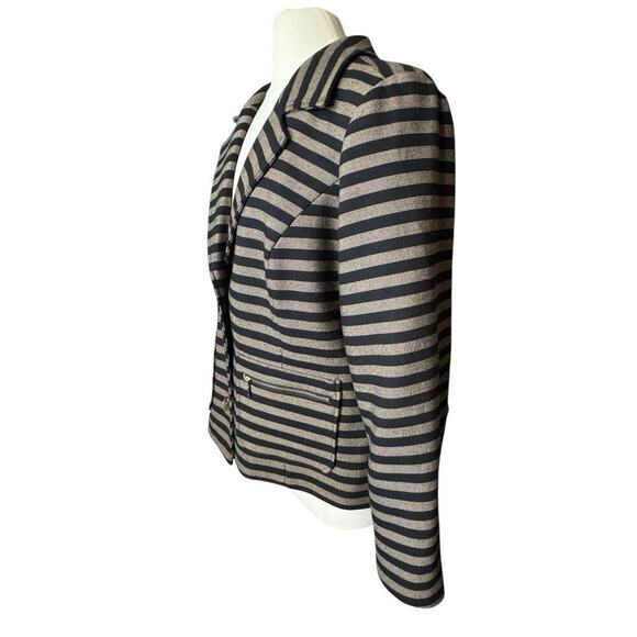 Isaac Mizrahi Live Women’s Size 18W Striped Blazer Zipper Pockets Neutral - Picture 2 of 6